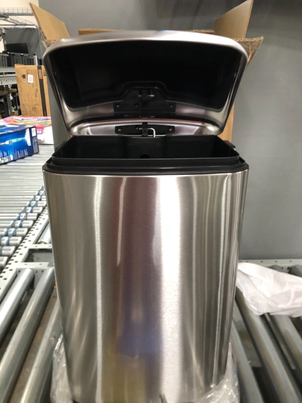 Photo 2 of Amazon Basics 20 Liter / 5.3 Gallon Soft-Close, Smudge Resistant Trash Can with Foot Pedal - Brushed Stainless Steel
