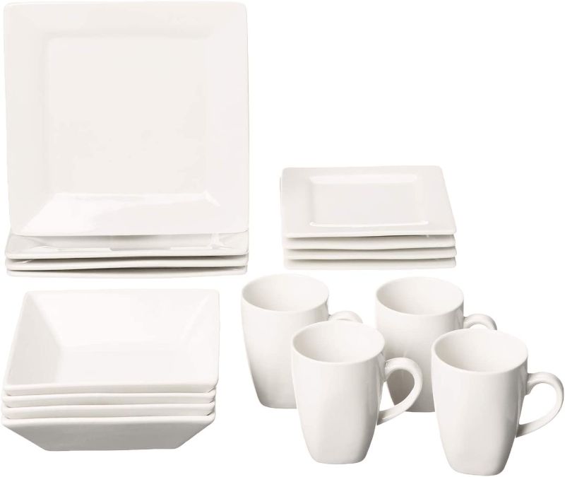 Photo 1 of *one plate is broken*
10 Strawberry Street 16 Piece Square Dinnerware Set, Cream White
