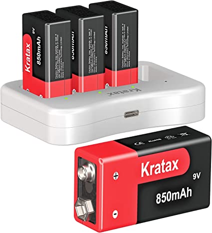 Photo 1 of *SEE NOTES*
9v Batteries Kratax 850mAh High Capacity 9volt 6F22 Lithium-ion Battery, 8.7V, 1000 Cycles, for Smoke Alarms, Guitar, Cameras, Walkie Talkies, Toy Remotes, Microphones(4 Pack with Charger)
Package Contents:
4 Pack 9V Li-ion rechargeable batter