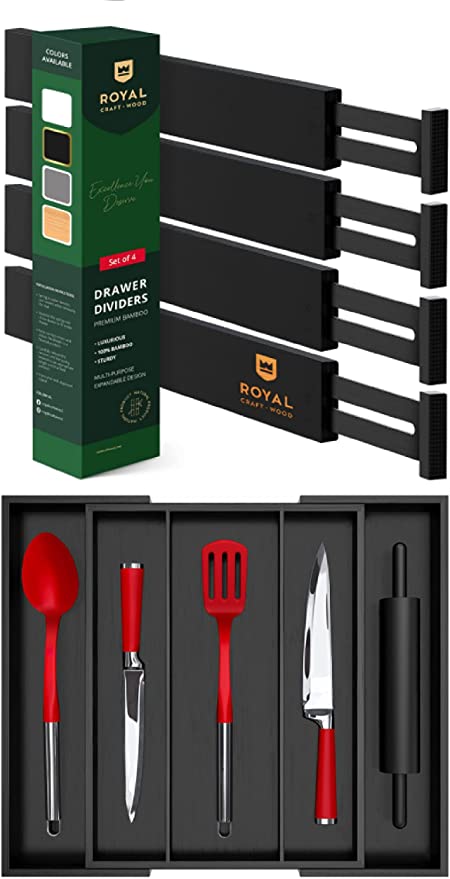 Photo 1 of Black Drawer Dividers 22IN and Expandable Utensil Drawer Organizer
