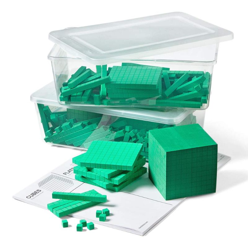 Photo 1 of hand2mind Green Foam Base Ten Blocks Complete Set, Place Value Blocks, Counting Cubes for Kids Math, Base 10 Math Manipulatives for Kids, Kindergarten Homeschool Supplies (Set of 322)