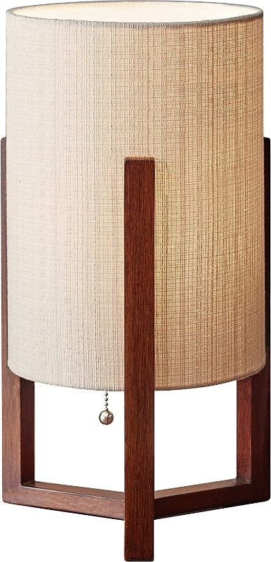 Photo 1 of Adesso 1502-15 Quinn Table Lantern, 17 in, 60 W Incandescent/CFL, Walnut Birch Wood, 1 Wooden Lamp