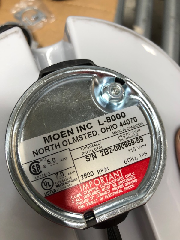 Photo 3 of **MISSING CONNECTOR**
Waste King Legend Series 1 HP Continuous Feed Garbage Disposal with Power Cord - (L-8000)
