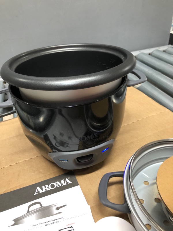 Photo 2 of Aroma Housewares 6-Cup (Cooked) Pot-Style Rice Cooker and Food Steamer, Black ARC-743-1NGB
