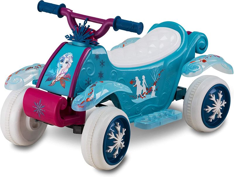 Photo 1 of Kid Trax Toddler Disney Frozen 2 Electric Quad Ride On Toy, Kids 1.5-3 Years Old, 6 Volt Battery and Charger Included, Max Weight 45 lbs, Frozen 2 Blue