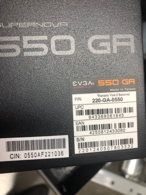 Photo 3 of EVGA 550 GA GOLD POWER SUPPLY