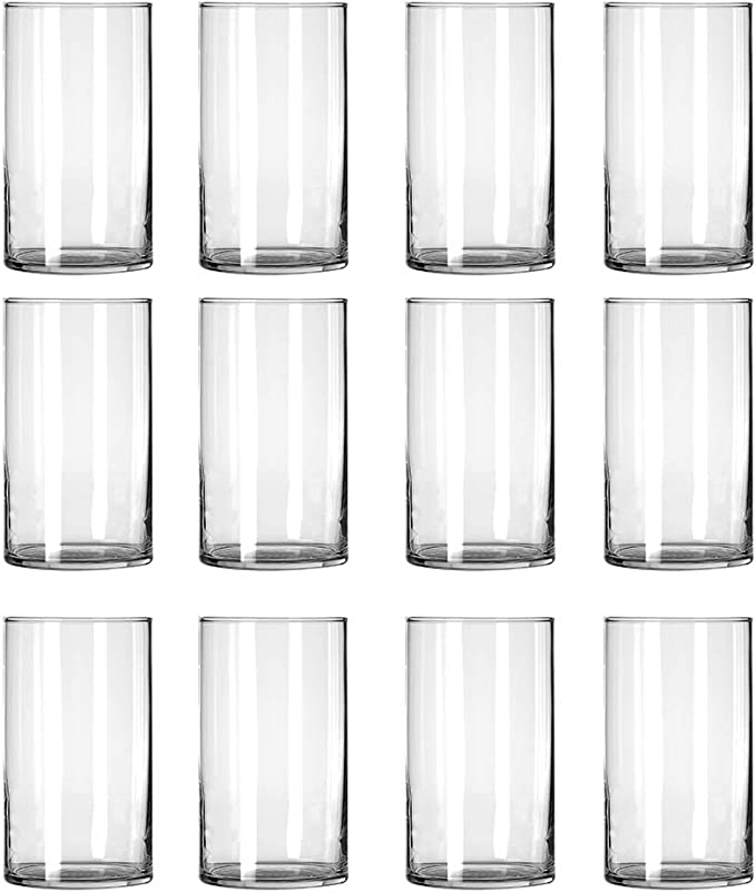 Photo 1 of 12 Pack Clear Glass Cylinder Vases, Table Flowers Vase,for Wedding Decorations and Formal Dinners (6 Inch)
