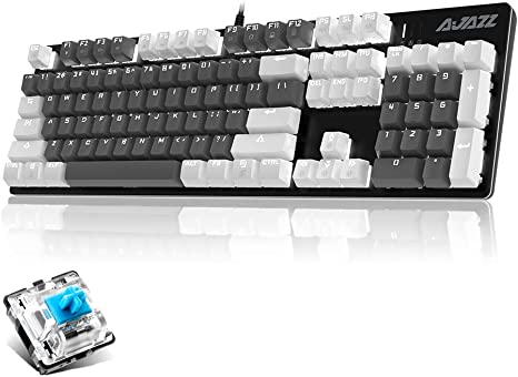 Photo 1 of NACODEX AK50 Full Size Mechanical Gaming Keyboard with PBT Keycaps - White Backlit - Metal Panel Floating Design, 104 Keys Anti-Ghosting Keyboard for PC Gamers Copywriter Programmer (White-Grey)
