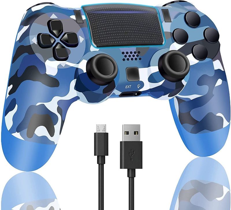 Photo 1 of TOPAD Wireless Game Controller Compatible for PS4 with Enhanced Remote Joystick /Audio/Touch pad,Compatible with Playstation 4/Slim/Pro Console,with Charging Cable(Camo Blue)
