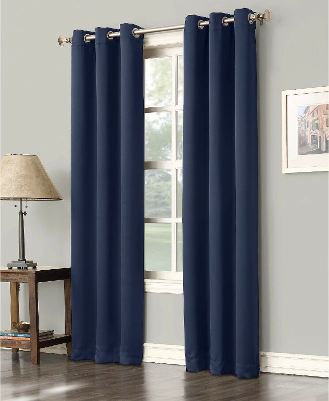 Photo 1 of  Sun Zero Preston 40" x 108" Grommet Top Blackout Curtain ONE Panel Navy
