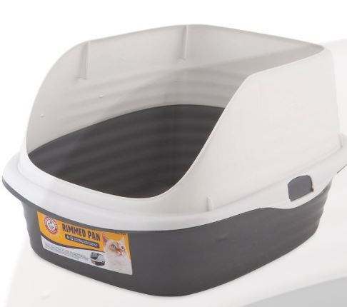 Photo 1 of Arm & Hammer Large Rimmed Litter Pan and 
IRIS USA Top Entry Cat Litter Box with Cat Litter Scoop - Large - Gray

