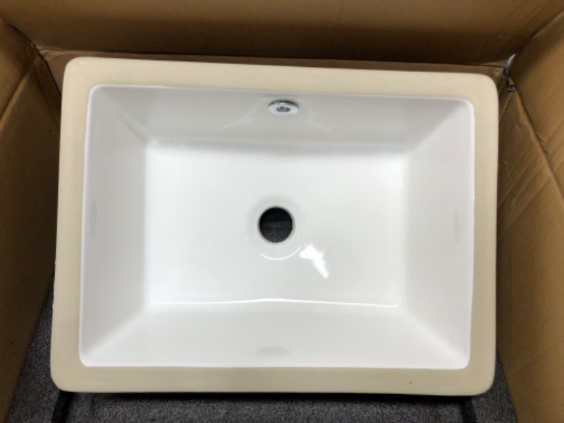 Photo 2 of 16 Inch Undermount Bathroom Sink Small Rectangle Undermount Sink White Ceramic Under Counter Bathroom Sink with Overflow (15.7"x11.8")
