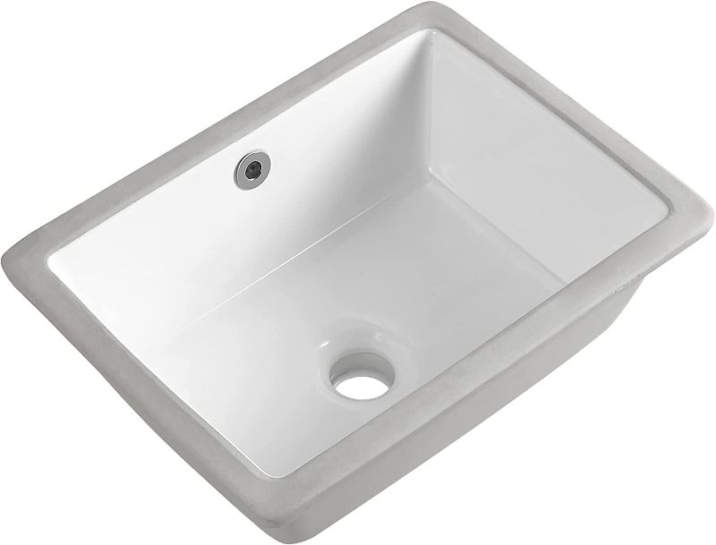 Photo 1 of 16 Inch Undermount Bathroom Sink Small Rectangle Undermount Sink White Ceramic Under Counter Bathroom Sink with Overflow (15.7"x11.8")
