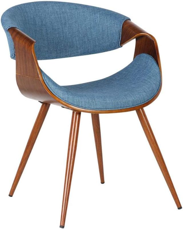 Photo 1 of Armen Living Butterfly Dining Chair in Blue Fabric and Walnut Wood Finish
