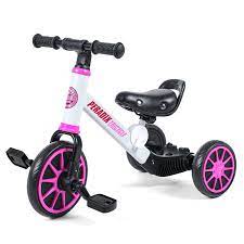 Photo 1 of Peradix 3 in 1 Kids Tricycle for 1-4 Year Olds, Toddler Bike Riding Toys Gifts Ideal for Boys Girls, Baby Balance Bike Infant Trike with Adjustable Seat and Detachable Pedals(Pink)