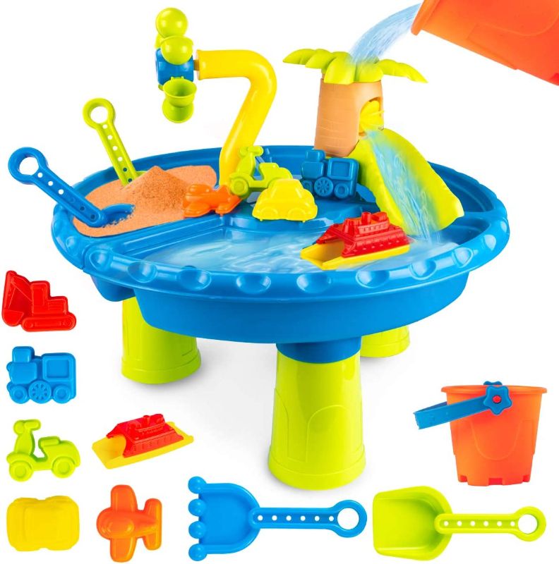 Photo 1 of Bennol Kids Sand Water Table Toys for Toddlers, 2 in 1 Outdoor Sand and Water Play Table Beach Toys