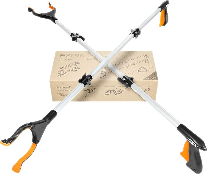 Photo 1 of 2 x EZPIK® 43" Grabber Tool +Magnets - Extra Long Handled Reacher Grabber Pickup Tool - Heavy Duty Grabber Reacher/Trash Picker Grabber Heavy Duty +Rotating Head (2 Pack)