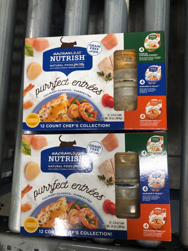 Photo 2 of **best by: may 29, 2023**
Rachael Ray Nutrish Purrfect Entrees Natural Wet Cat Food, Chef's Collection Variety Pack, 2 Ounce Cup (Pack of 24), Grain Free
