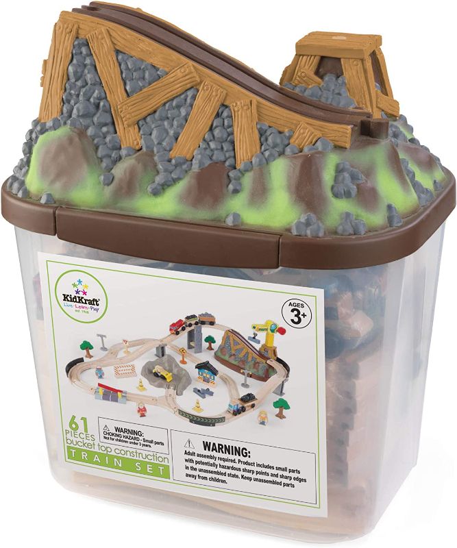 Photo 1 of KidKraft Bucket Top Construction Wooden Train Set