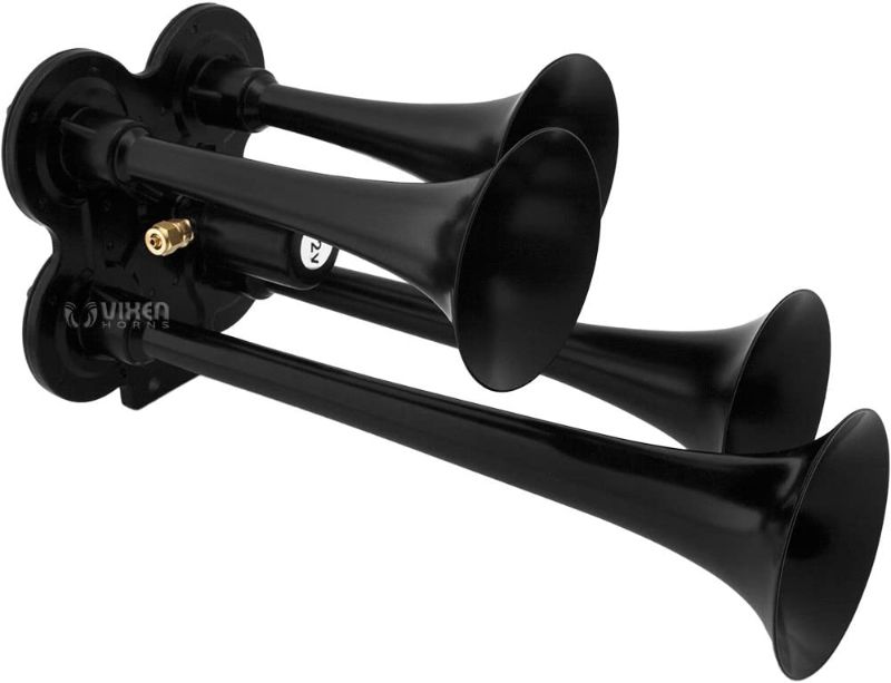 Photo 1 of Vixen Horns Loud 4/Four Trumpet Train Air Horn with 12V Electric Solenoid Black 