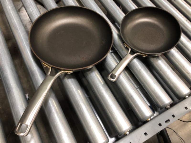 Photo 2 of (Used) Calphalon Classic Aluminum Hard Anodized Oven Safe Nonstick 2 Piece Frying Pan Set with 8 & 10 Inch Pans and Stainless Steel Stay Cool Handles, Grey
