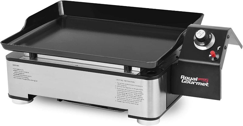 Photo 1 of (Used) Royal Gourmet PD1202S 18-Inch Portable Table Top Propane Gas Grill Griddle for Camping, Sliver
