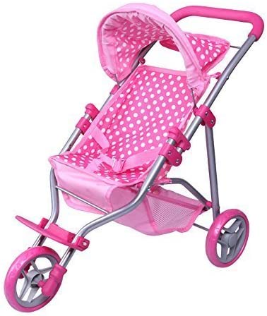 Photo 1 of ***Missing back wheels***
Precious Toys Baby Doll Stroller, Doll Stroller for Toddlers and 2-Year-Old Girls and Older, Pink & White Polka Dots, Foldable with Hood, Basket and Foam Handles ***Missing back wheels***
