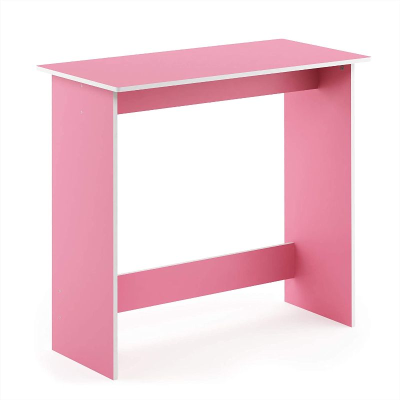 Photo 1 of FURINNO Simplistic Study Table, Pink & 7-Cube Reversible Open Shelf, White/Pink 11048WH/PI
