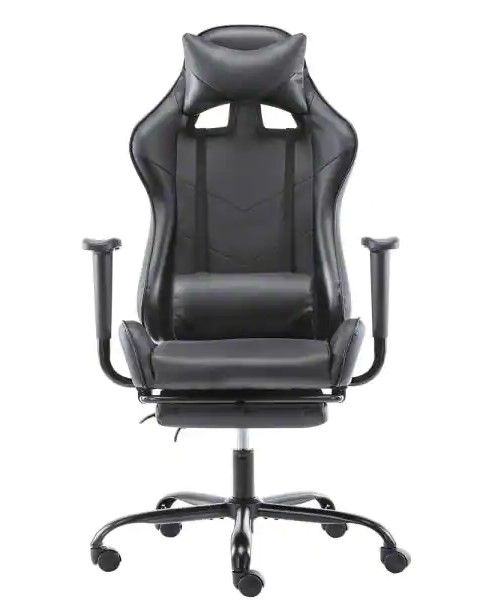 Photo 1 of Black Gaming Chair with Footrest Ergonomic High Back Computer Office Racing Chair Headrest Swivel Rocking