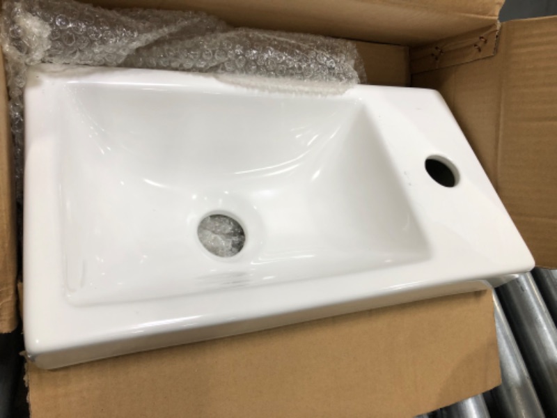 Photo 2 of *** MISSING HARDWARE *** *** PARTS ONLY ***
DELAVIN 16" Bathroom Vanity and Sink Combo for Small Space, Wall Mounted MDF Vanity Set with Ceramic Vessel Sink, Modern Design Bathroom Storage Cabinet (White)