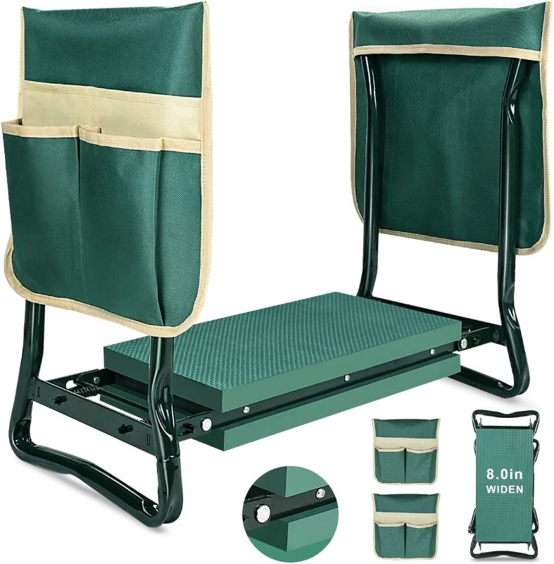 Photo 1 of 2022 Upgraden Garden Stool,Foldable Garden Kneeler and Set Heavy Duty - Widened and Thickened EVA Pad - 2 Larger Tool Bags,Gardening GIFS for Women Unique
