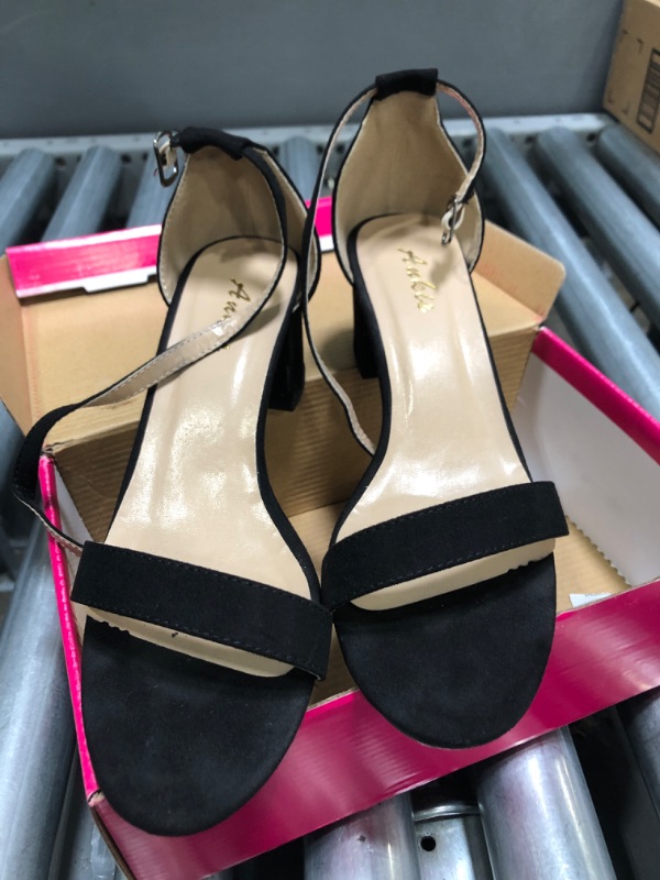 Photo 1 of Ankis Nude Black Silver Gold Heels for Women Open Toe Ankle Strap Chunky Heel Pump Sandals Party Wedding Strappy Buckle Sandals Standard Size 2.75 Inches Tall Thick Heel Design (7.5)

