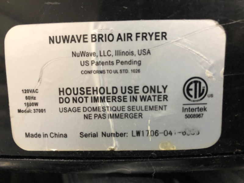 Photo 4 of (Major Use) NuWave Brio 6-Quart Digital Air Fryer with One-Touch Digital Controls
