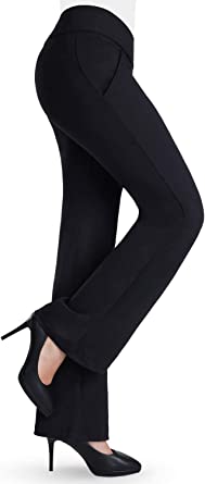 Photo 1 of Balleay Art Bootcut Yoga Pants for Women with Pockets - Dress Yoga Pants for Women Long Bootleg Workout Pants (S)