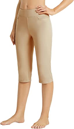 Photo 1 of BALEAF Women's 17" Yoga Capri Pants Straight Wide Leg Capris Workout Casual Crop Pants with Pockets
