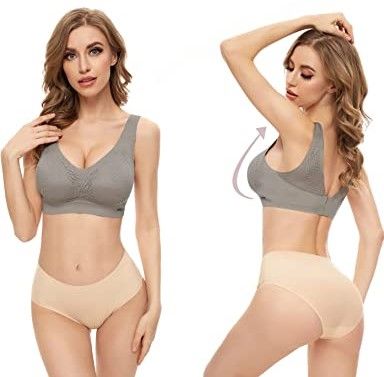 Photo 1 of Niidor Women's Comfortable Bras, Seamless Wireless Comfy Everyday Bras,V Neck Lace Soft Bras for A to D Cups (XXL)
 
