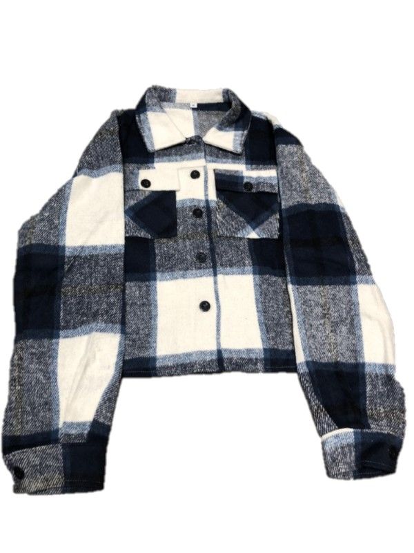 Photo 2 of Blue Boys Button Up Plaid Jacket