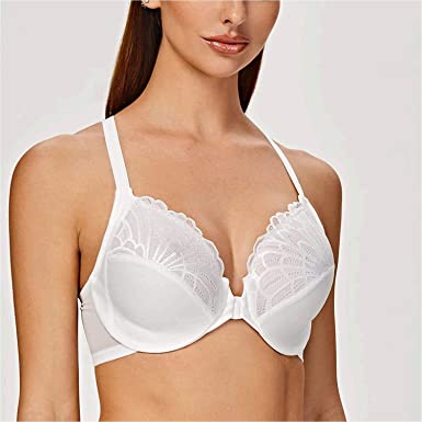 Photo 1 of MELENECA Women's Racerback Front Closure Full Coverage Unlined Plus Size Underwire Bra (34B)
