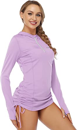 Photo 1 of HISKYWIN Women's Long Sleeve UV Sun Protection Rash Guard Side Adjustable Wetsuit Swimsuit Top (XL)
