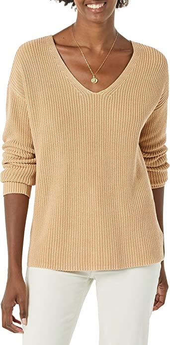 Photo 1 of Goodthreads Women's Oversized Mineral Wash Ribbed Boyfriend V-Neck Sweater (M)