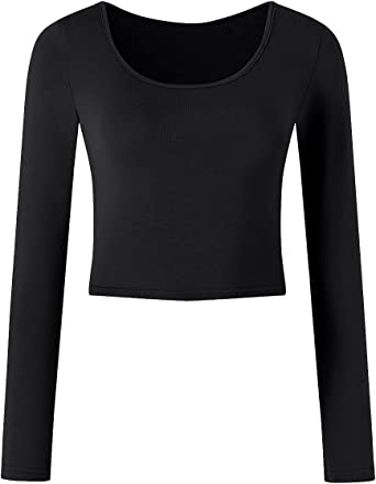 Photo 1 of KLOTHO Lightweight Yoga Crop Tops Slim Fit Long Sleeve Workout Shirts for Women
