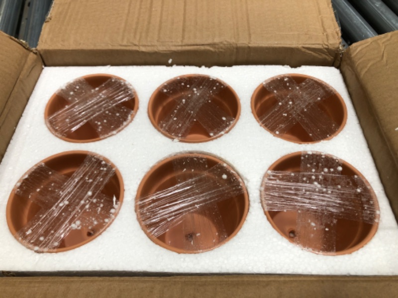 Photo 1 of 6 Pack Small Terracotta Pots with Round Saucers for Succulents, Plants, Flowers (4 in)
