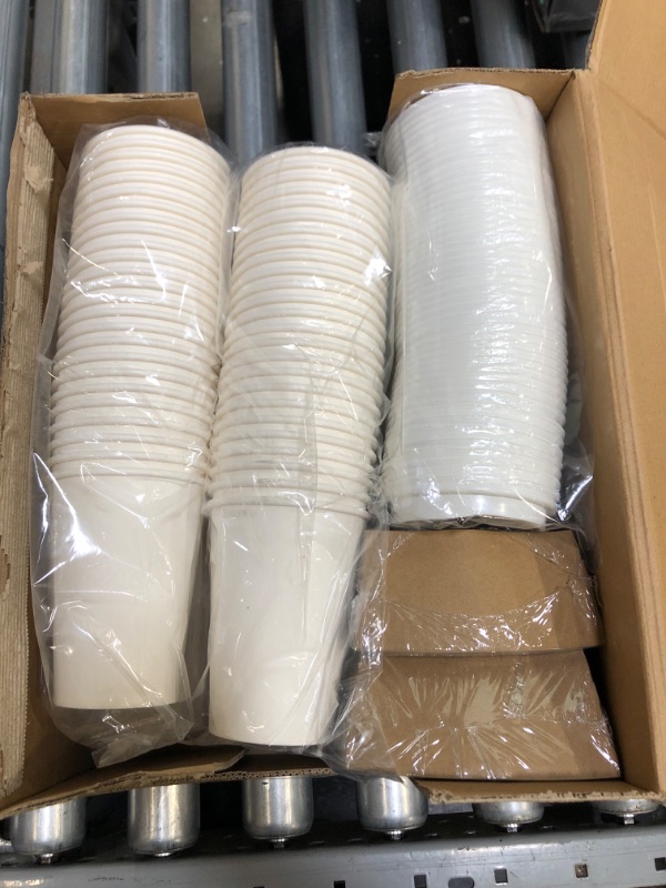 Photo 2 of [100 Pack] 12 oz Paper Coffee Cups, Disposable Paper Coffee Cup with Lids, Sleeves, and Stirrers, Hot/Cold Beverage Drinking Cup for Water, Juice, Coffee or Tea, Suitable for Home, Shops and Cafes
