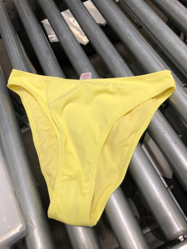 Photo 2 of Juniors' Ribbed Cheeky High Leg Mid Waist Bikini Bottom - Xhilaration™ Light Yellow (XL)

