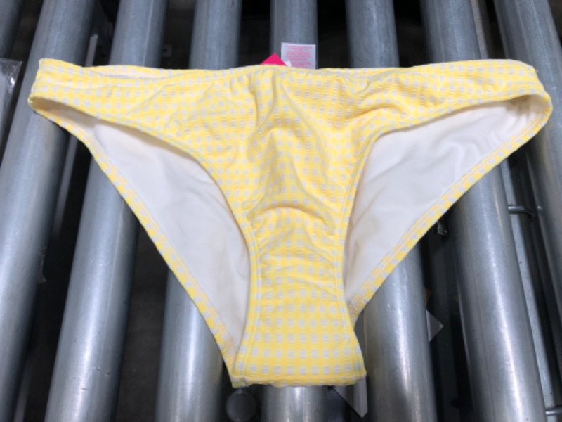 Photo 2 of Juniors' Textured Gingham Cheeky Bikini Bottom - Xhilaration™ Yellow (XL)

