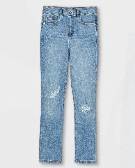 Photo 1 of Girls' Distressed High-Rise Girlfriend Jeans - art class™ Medium Wash (6X)