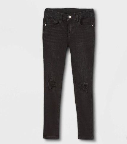 Photo 1 of Girls' Distressed Skinny Mid-Rise Jeans - art class™ Black (10)

