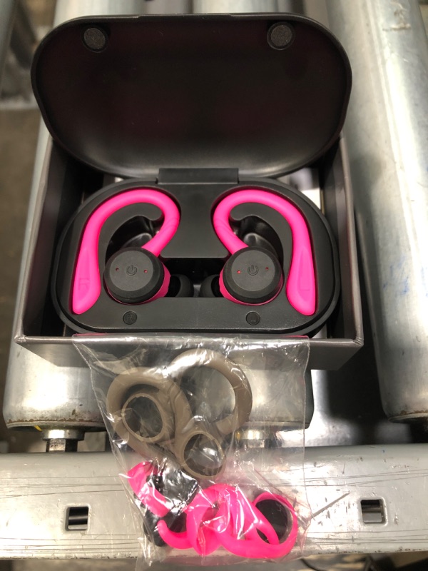 Photo 2 of APEKX Bluetooth Headphones True Wireless Earbuds with Charging Case IPX7 Waterproof Stereo Sound Earphones Built-in Mic in-Ear Headsets Deep Bass for Sport Running Pink
