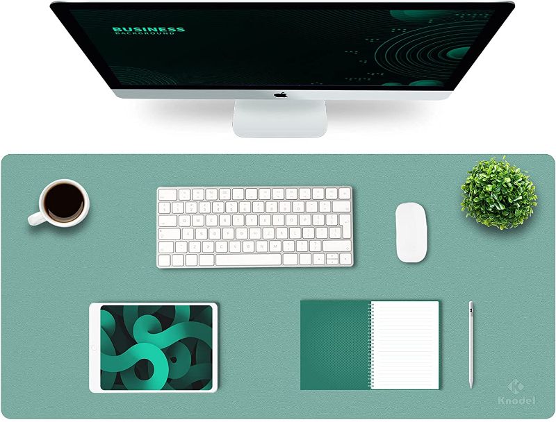 Photo 1 of K KNODEL Desk Mat, Mouse Pad, Desk Pad, Waterproof Desk Mat for Desktop, Leather Desk Pad for Keyboard and Mouse, Desk Pad Protector for Office and Home (Green, 31.5" x 15.7")
