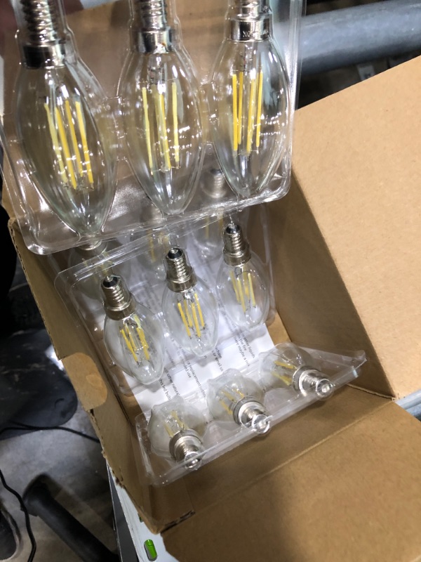 Photo 2 of 4W Equivalent Dimmable E12 LED Light Bulbs 2700K Warm White 4W LED Filament Candle Lamp B11 Vintage Edison Clear with Decorative Candelabra Base Pack of 12
